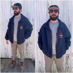 Vintage 90s Bomber Jacket | Maine Zip-Up Varsity Jacket w Corduroy Collar